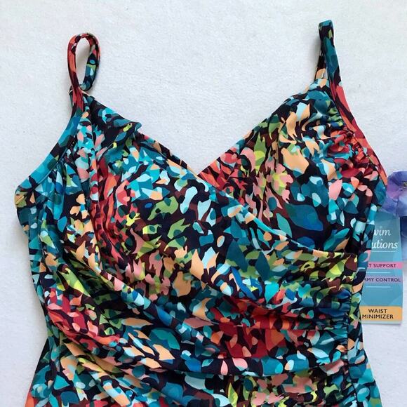 Swim Solutions NWT Waist Minimizer NWT One Piece Swimwear Women 16 - Picture 3 of 12